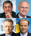 (von links nach rechts) Dr. Karl A. Lamers, Lothar Binding, Fritz Kuhn und Dirk Niebel 