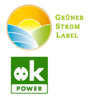 Logos, Grüner Strom Label und ok Power