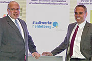 Bundesumweltminister Peter Altmaier und Dr. Rudolf Irmscher, Geschäftsführer der  Stadtwerke Heidelberg