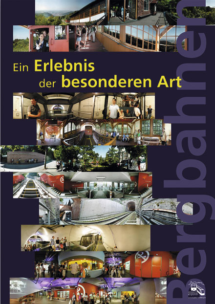 Gezeigt wird ein Poster mit Bildern der Heidelberger Bergbahn.
