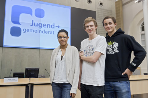 Der neue Jugendgemeinderat: Lisa Odeleye, Lasse Rad und Vincent Fischer