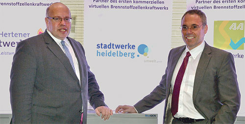 Bundesumweltminister Peter Altmaier und Dr. Rudolf Irmscher, Geschäftsführer der  Stadtwerke Heidelberg