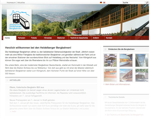 Die neue Webseite der Heidelberger Bergbahnen