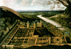 Jacques Fouquières „Hortus Palatinus und Heidelberger Schloss“, um 1620 (Reproduktion: Kurpfälzisches Museum)