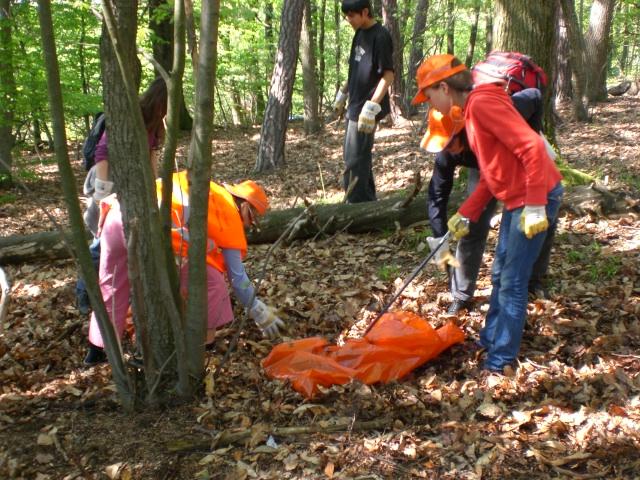 CIMG0732.JPG - Die freiwilligen Helfer/innen putzten gut ausgerüstet mit Zangen, Handschuhen und Müllsäcken quer durch den Wald. Auch kleine Kletterpartien waren kein Hindernis. Anschließend wurde gegrillt. (Foto: Stadt Heidelberg)