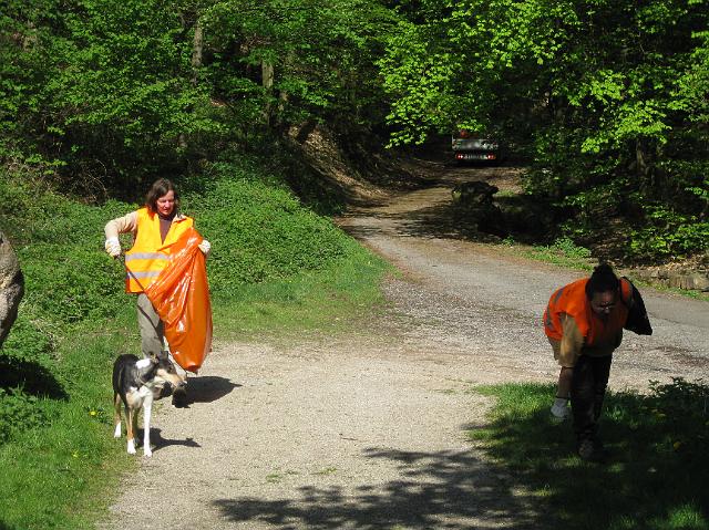 IMG_0199.JPG - Die freiwilligen Helfer/innen putzten gut ausgerüstet mit Zangen, Handschuhen und Müllsäcken quer durch den Wald. Auch kleine Kletterpartien waren kein Hindernis. Anschließend wurde gegrillt. (Foto: Stadt Heidelberg)
