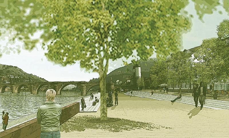 2011_bild01.jpg - Arbeit 2011: Bäume prägen auch diesen Entwurf, so deutlich, dass die „Baumkante“ beinahe sämtliche prägnanten Gebäude an der Stadtkante verdeckt.