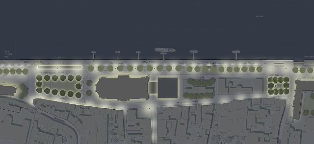 2001_bild14.jpg - Die angedachte Sitzstufenanlage unter der Loggia bietet auch abends und nachts „Konzertbesuchern aus der Stadthalle, Schiffspassagieren, Touristen und anderen Besuchern einen geschützten und attraktiven Aufenthaltsort und führt den Jubiläumsplatz ans Neckarufer heran“, wie die Verfasser schreiben.