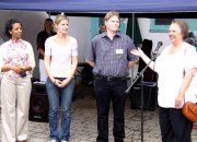 Das Stadtteilmanagement-Team mit (v.l.) Tsedal Mehzun-Tamyalew, Kristin Voß, Carsten Noack und Marion Klein vom Trägerverein