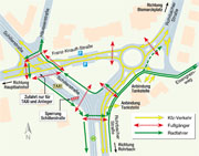 Karte der neuen Verkehrsführung an der Franz-Knauff-Straße