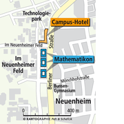 Plan des Mathematikon und des Campus-Hotel in der Berliner Straße