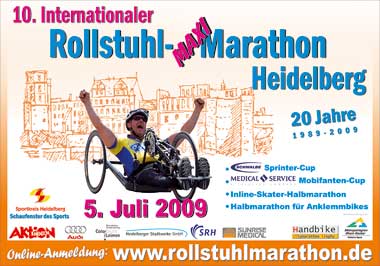 Anzeige für den 10. Internationalen Rollstuhl-Maxi-Marathon am 5.7.09 in Heidelberg