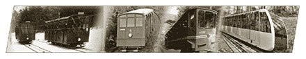 Hier wird eine Sepia farbene Collage aus Fotos der Heidelberger Bergbahn gezeigt.