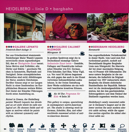 Zu sehen ist eine Seite aus dem Programmheft der Langen Nacht der Museen. Diese gibt Informationen über die Veranstaltung der Bergbahn Heidelberg.