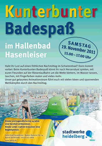 Plakat - Kunterbunter Badespass im Hallenbad Hasenleiser am 19. November 2011